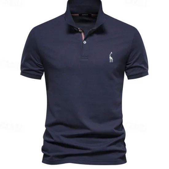 Clearance OUKU Men's Golf Shirt Golf Polo Work Casual Lapel Short Sleeve Basic Modern Deer Button Embroidery Spring & Summer Regular Fit Black White Navy Blue Blue Fuchsia Green Golf Shirt