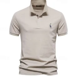 Clearance OUKU Men's Golf Shirt Golf Polo Work Casual Lapel Short Sleeve Basic Modern Deer Button Embroidery Spring & Summer Regular Fit Black White Navy Blue Blue Fuchsia Green Golf Shirt
