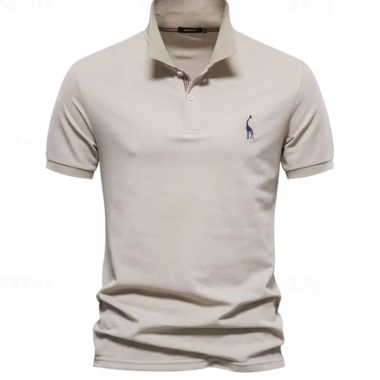 Clearance OUKU Men's Golf Shirt Golf Polo Work Casual Lapel Short Sleeve Basic Modern Deer Button Embroidery Spring & Summer Regular Fit Black White Navy Blue Blue Fuchsia Green Golf Shirt