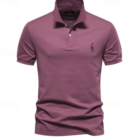 Clearance OUKU Men's Golf Shirt Golf Polo Work Casual Lapel Short Sleeve Basic Modern Deer Button Embroidery Spring & Summer Regular Fit Black White Navy Blue Blue Fuchsia Green Golf Shirt
