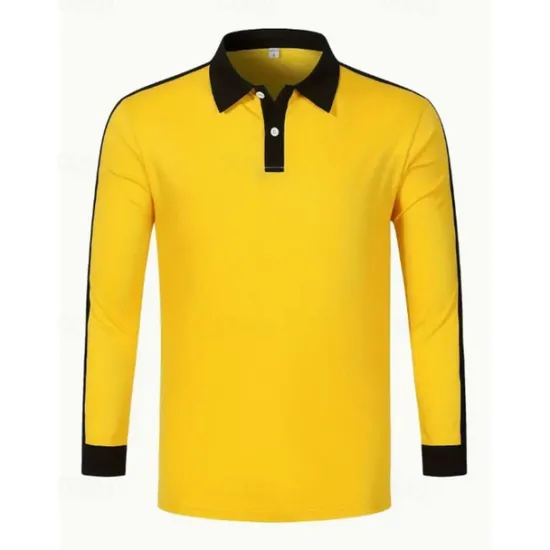 Discount OUKU Men's Golf Shirt Golf Polos Shirts Work Casual Lapel Long Sleeve Basic Modern Color Block Patchwork Buttons Spring & Fall Regular Fit Wine Black Yellow Navy Blue Golf Shirt