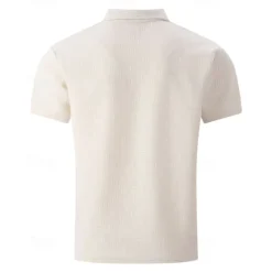 New OUKU Men's Golf Shirt Golf Polos Shirts Work Casual Lapel Short Sleeve Basic Modern Plain Buttons Jacquard Summer Regular Fit Black White Sky Blue Khaki Gray Golf Shirt