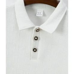 New OUKU Men's Golf Shirt Golf Polos Shirts Work Casual Lapel Short Sleeve Basic Modern Plain Buttons Jacquard Summer Regular Fit Black White Sky Blue Khaki Gray Golf Shirt