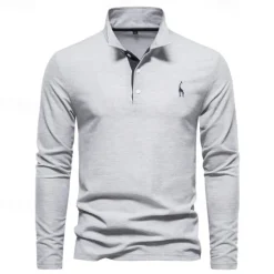 Hot OUKU Men's Golf Shirt Golf Polo Work Casual Lapel Long Sleeve Basic Modern Color Block Embroidery Patchwork Embroidered Spring & Fall Regular Fit Depression Green Black White Red Navy Blue Royal Blue
