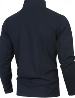 OUKU Men's Golf Shirt Golf Polos Shirts Work Casual Lapel Long Sleeve Basic Modern Color Block Patchwork Quarter Zip Spring & Fall Regular Fit Black White Dark Navy Blue Gray Golf Shirt