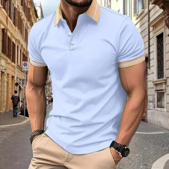 OUKU Men's Golf Shirt Golf Polos Shirts Work Casual Lapel Short Sleeve Basic Modern Color Block Patchwork Buttons Spring & Summer Regular Fit Black White Wine Army Green Navy Blue Blue Golf Shirt
