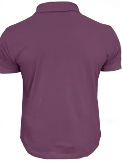 Sale OUKU Men's Golf Shirt Golf Polos Shirts Work Casual Lapel Short Sleeve Basic Modern Plain Pocket Buttons Summer Spring Regular Fit Wine Black White Navy Blue Blue Light Grey Golf Shirt