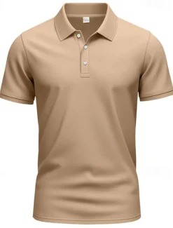Outlet OUKU Men's Golf Shirt Golf Polos Shirts Work Casual Lapel Short Sleeve Basic Modern Plain Buttons Summer Regular Fit Black Blue Brown Khaki Army Green Gray Golf Shirt