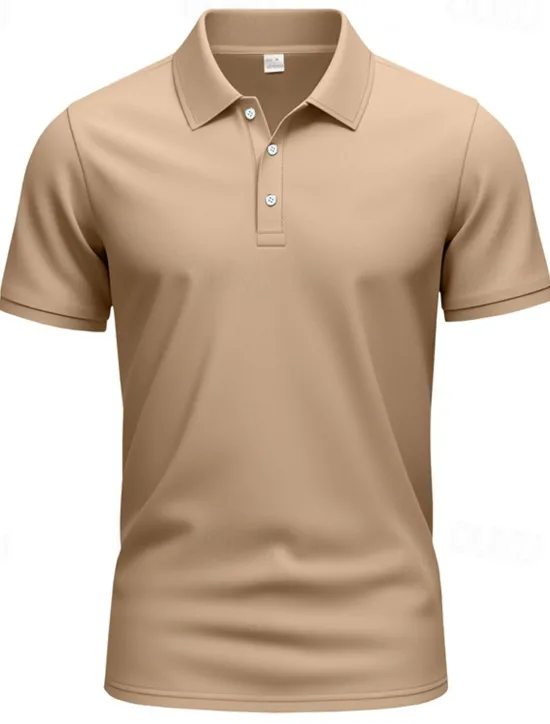 Outlet OUKU Men's Golf Shirt Golf Polos Shirts Work Casual Lapel Short Sleeve Basic Modern Plain Buttons Summer Regular Fit Black Blue Brown Khaki Army Green Gray Golf Shirt