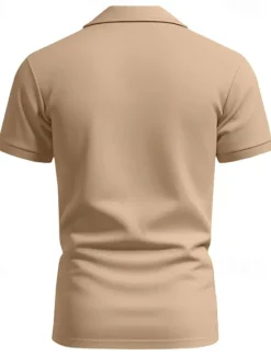 Outlet OUKU Men's Golf Shirt Golf Polos Shirts Work Casual Lapel Short Sleeve Basic Modern Plain Buttons Summer Regular Fit Black Blue Brown Khaki Army Green Gray Golf Shirt