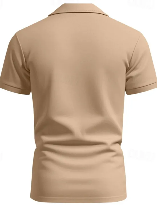 Outlet OUKU Men's Golf Shirt Golf Polos Shirts Work Casual Lapel Short Sleeve Basic Modern Plain Buttons Summer Regular Fit Black Blue Brown Khaki Army Green Gray Golf Shirt