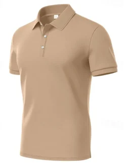 Outlet OUKU Men's Golf Shirt Golf Polos Shirts Work Casual Lapel Short Sleeve Basic Modern Plain Buttons Summer Regular Fit Black Blue Brown Khaki Army Green Gray Golf Shirt