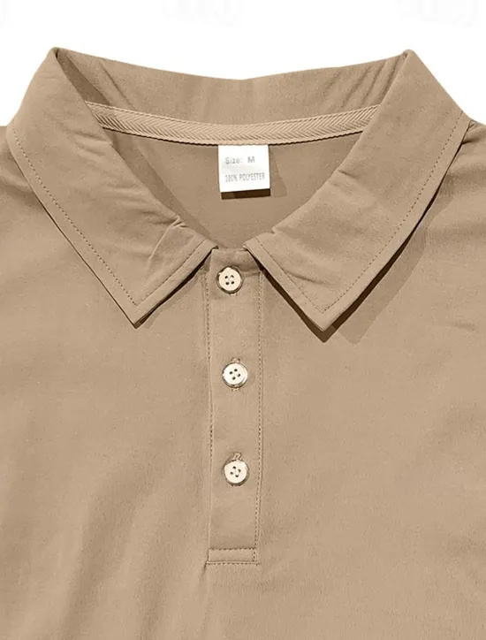 Outlet OUKU Men's Golf Shirt Golf Polos Shirts Work Casual Lapel Short Sleeve Basic Modern Plain Buttons Summer Regular Fit Black Blue Brown Khaki Army Green Gray Golf Shirt