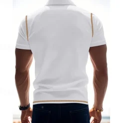 Outlet OUKU Men's Golf Shirt Golf Polos Shirts Work Casual Lapel Short Sleeve Basic Modern Color Block Patchwork Buttons Summer Regular Fit Black White Burgundy Navy Blue Khaki Army Green Golf Shirt