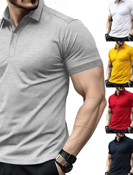 Clearance OUKU Men's Golf Shirt Golf Polos Shirts Work Casual Lapel Short Sleeve Basic Modern Plain Buttons Summer Spring Regular Fit Black White Yellow Red Navy Blue Royal Blue Golf Shirt