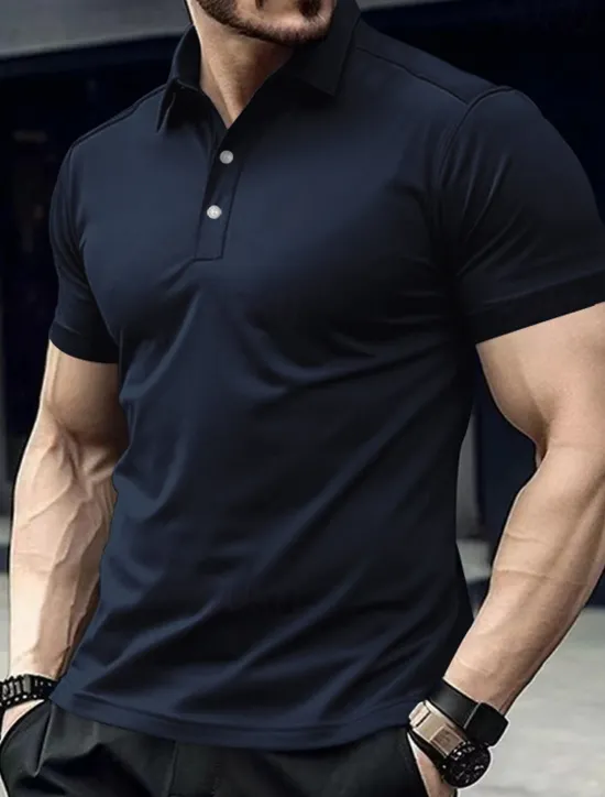 Clearance OUKU Men's Golf Shirt Golf Polos Shirts Work Casual Lapel Short Sleeve Basic Modern Plain Buttons Summer Spring Regular Fit Black White Yellow Red Navy Blue Royal Blue Golf Shirt