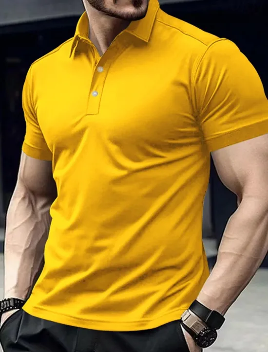 Clearance OUKU Men's Golf Shirt Golf Polos Shirts Work Casual Lapel Short Sleeve Basic Modern Plain Buttons Summer Spring Regular Fit Black White Yellow Red Navy Blue Royal Blue Golf Shirt