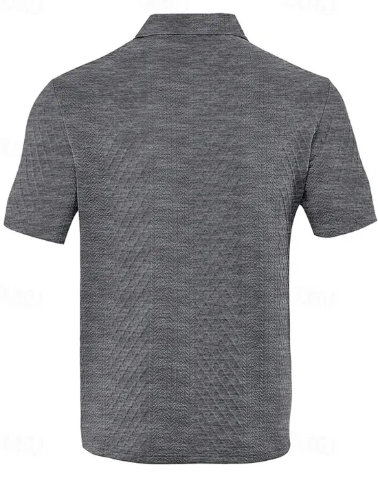 Sale OUKU Men's Golf Shirt Golf Polos Shirts Work Casual Lapel Short Sleeve Basic Modern Plain Buttons Jacquard Summer Spring Regular Fit Black White Navy Blue Khaki Gray Light Blue Golf Shirt