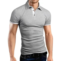 Hot OUKU Men's Golf Shirt Polo Casual Sports Classic Short Sleeve Basic Casual Solid Color Plain Button Front Summer Spring Regular Fit Apple Green Light Pink Golden yellow Lake blue Yellow and Navy Black