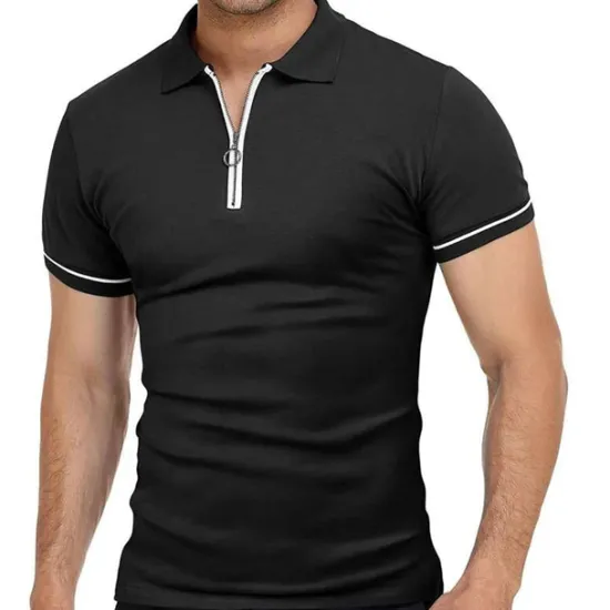 Discount OUKU Men's Golf Shirt Polo Sports & Outdoor Casual Quarter Zip Short Sleeve Fashion Streetwear Solid Color Plain Zipper Summer Light Blue Black White Red Navy Blue Dark Grey Golf Shirt