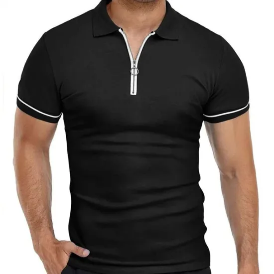 Discount OUKU Men's Golf Shirt Polo Sports & Outdoor Casual Quarter Zip Short Sleeve Fashion Streetwear Solid Color Plain Zipper Summer Light Blue Black White Red Navy Blue Dark Grey Golf Shirt