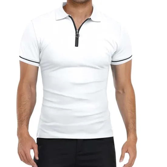 Discount OUKU Men's Golf Shirt Polo Sports & Outdoor Casual Quarter Zip Short Sleeve Fashion Streetwear Solid Color Plain Zipper Summer Light Blue Black White Red Navy Blue Dark Grey Golf Shirt