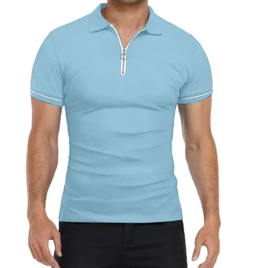 Discount OUKU Men's Golf Shirt Polo Sports & Outdoor Casual Quarter Zip Short Sleeve Fashion Streetwear Solid Color Plain Zipper Summer Light Blue Black White Red Navy Blue Dark Grey Golf Shirt