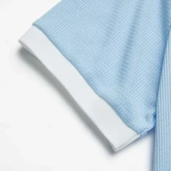 Best OUKU Men's Golf Shirt Waffle Knit Polo Shirt Casual Holiday Lapel Short Sleeve Fashion Old Money Style Plain Button Summer Spring Regular Fit White Light Blue Golf Shirt