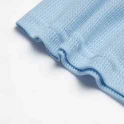 Best OUKU Men's Golf Shirt Waffle Knit Polo Shirt Casual Holiday Lapel Short Sleeve Fashion Old Money Style Plain Button Summer Spring Regular Fit White Light Blue Golf Shirt