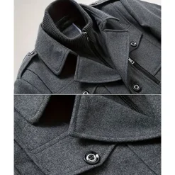 Best OUKU Men's Gothic Winter Jacket Peacoat Vacation Daily Fall & Winter Polyester Thermal Warm Wearable Outerwear Clothing Apparel Fashion Classic Plain Pocket Lapel Single Breasted