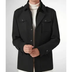 Best OUKU Men's Gothic Winter Jacket Peacoat Vacation Daily Fall & Winter Polyester Thermal Warm Wearable Outerwear Clothing Apparel Fashion Classic Plain Pocket Lapel Single Breasted