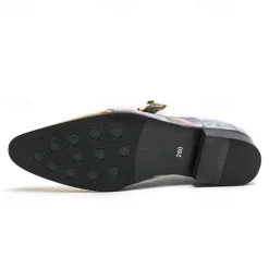 Hot OUKU Men's Gradient Camo Formal Shoes with Metallic Toe Caps and Buckle Detail - Elegant Lace-Up Design for Parties and Special Events Gold