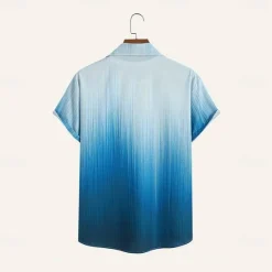 Sale OUKU Men's Gradient Color Coconut Palm Shirt Summer Hawaiian Shirt Button Up Shirt Short Sleeve Hawaiian Vacation Holiday Beach Wear Summer Spring Turndown 3D Print Collared Shirts Front One Pocket Blue