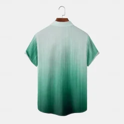 Sale OUKU Men's Gradient Color Coconut Palm Shirt Summer Hawaiian Shirt Button Up Shirt Short Sleeve Hawaiian Vacation Holiday Beach Wear Summer Spring Turndown 3D Print Collared Shirts Front One Pocket Blue