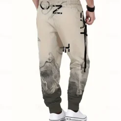 OUKU Men's Gradient Color Letter Print Sweatpants Joggers Trousers Mid Waist Drawstring Elastic Waist Casual Jogging Streetwear Workout Athletic Sweatpants with Pockets Spring Fall 3D Print Black Wine