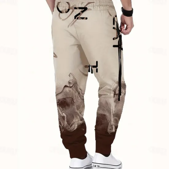 OUKU Men's Gradient Color Letter Print Sweatpants Joggers Trousers Mid Waist Drawstring Elastic Waist Casual Jogging Streetwear Workout Athletic Sweatpants with Pockets Spring Fall 3D Print Black Wine