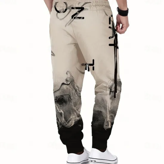 OUKU Men's Gradient Color Letter Print Sweatpants Joggers Trousers Mid Waist Drawstring Elastic Waist Casual Jogging Streetwear Workout Athletic Sweatpants with Pockets Spring Fall 3D Print Black Wine
