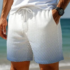 New OUKU Men's Gradient Color Waffle Shorts Sweat Shorts Casual Shorts Mid Waist Fashion Casual Vacation Jogging Workout Elastic Drawstring Waist Shorts with Pockets Designer Clothing Apparel