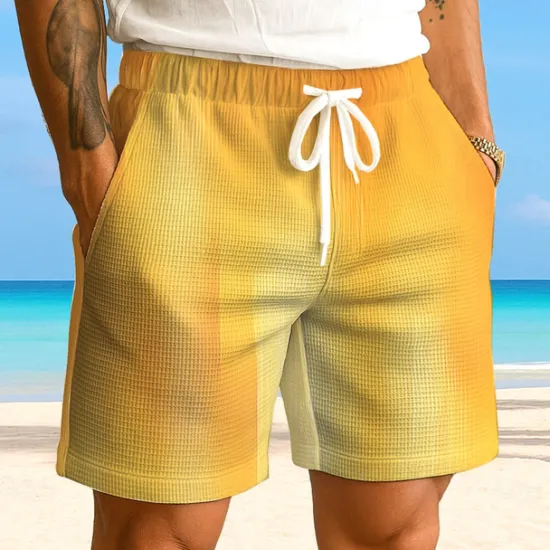 Outlet OUKU Men's Gradient Color Waffle Shorts Sweat Shorts Casual Shorts Mid Waist Fashion Casual Vacation Jogging Workout Elastic Drawstring Waist Shorts with Pockets Designer Clothing Apparel