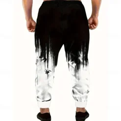 Sale OUKU Men's Gradient Dripping Ink Sweatpants Joggers Trousers Mid Waist Drawstring Elastic Waist Casual Jogging Streetwear Workout Athletic Sweatpants with Pockets Spring Fall 3D Print Black Red Purple