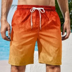 Outlet OUKU Men's Gradient Graphic Prints Swimming Trunks Board Shorts Swim Shorts Mid Waist Hawaiian Boho Casual Daily Holiday Drawstring with Mesh lining Elastic Waist Designer Clothing Apparel