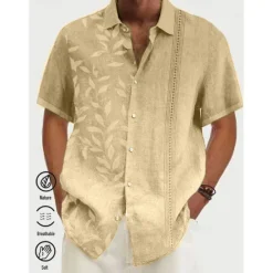 OUKU Men's Gradient Leaves Tropical Plants Shirt Summer Hawaiian Shirt Aloha Shirt Short Sleeves Shirt Turndown Tropical Fashion Streetwear Daily Hawaiian Holiday Pink Blue Purple S M L