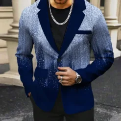 Hot OUKU Men's Gradient Long Sleeve Turndown Business Abstract Casual Work Wear to work Going out Buttons Print Multi Pocket