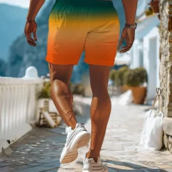 OUKU Men's Gradient Sweat Shorts Beach Shorts Terry Shorts Mid Waist Casual Athleisure Daily Holiday Streetwear Drawstring Elastic Waist 3D Print Designer Clothing Apparel