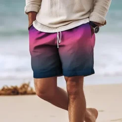 Discount OUKU Men's Gradient Swim Trunks Swim Shorts Board Shorts Mid Waist Hawaiian Casual Holiday Beach Drawstring with Mesh lining Elastic Waist Designer Clothing Apparel