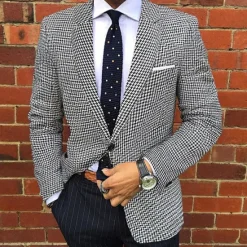 Online OUKU Men's Graduation Blazer Business Cocktail Party Wedding Party Fashion Casual Fall / Winter Polyester Plain Pocket Buttons Casual / Daily Single Breasted Blazer Black khaki Gray