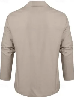Clearance OUKU Men's Graduation Blazer Business Cocktail Party Wedding Party Fashion Casual Spring Autumn / Fall Linen Solid Color Pocket Buttons Comfortable Single Breasted Blazer Black Brown khaki Army Green