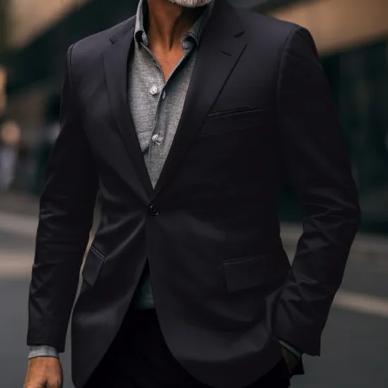 Hot OUKU Men's Graduation Blazer Business Formal Evening Wedding Party Fashion Casual Spring & Fall Polyester Plain Pocket Casual / Daily Single Breasted Blazer Dark Gray Black White Red