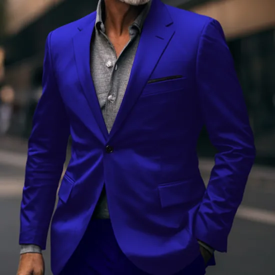 Hot OUKU Men's Graduation Blazer Business Formal Evening Wedding Party Fashion Casual Spring & Fall Polyester Plain Pocket Casual / Daily Single Breasted Blazer Dark Gray Black White Red