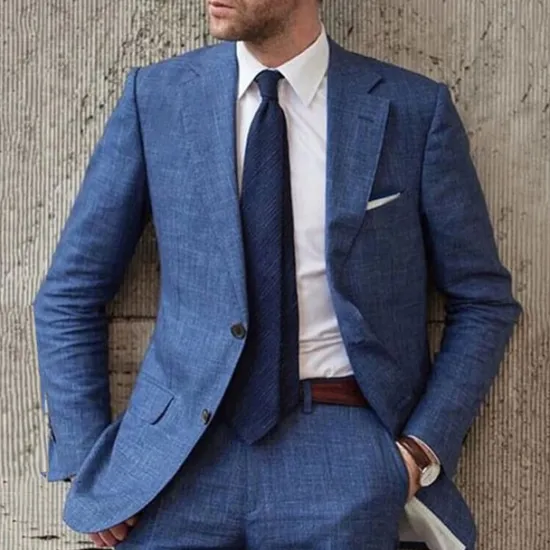 Best OUKU Men's Graduation Blazer Business Cocktail Party Wedding Party Without Dress Pants Fashion Casual Spring & Fall Polyester Plain Pocket Buttons Comfortable Single Breasted Blazer Blue